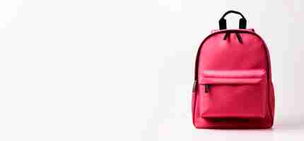 Free photo realistic front blank banner of red backpack on white background