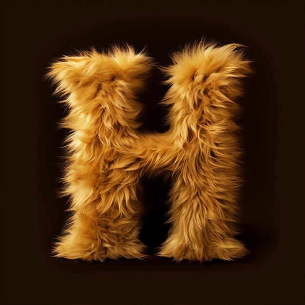 Realistic h letter with fluffy texture