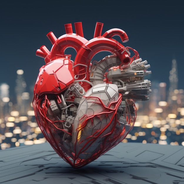 Foto gratuita a forma di cuore realistico con la città