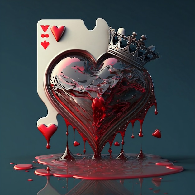 Realistic hearts card and heart with melting effect
