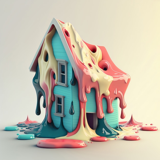 Free photo realistic house with melting effect