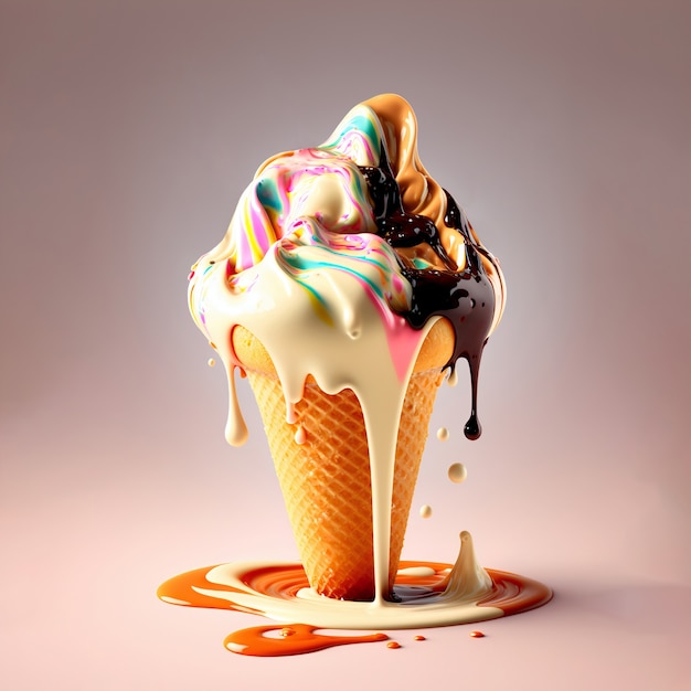 Free photo realistic ice cream with melting effect