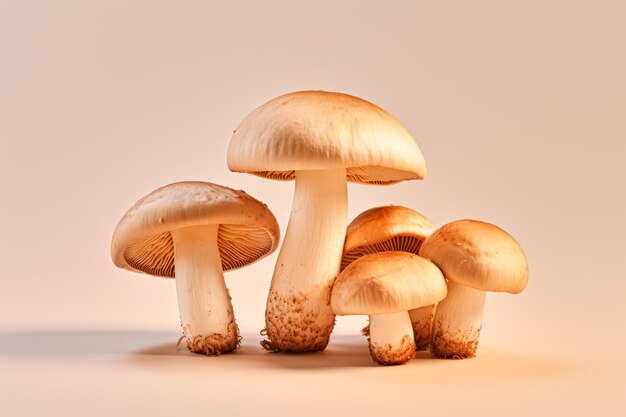 Realistic image of a bunch of mushrooms on a colourful background