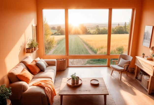 realistic interior design with furniture