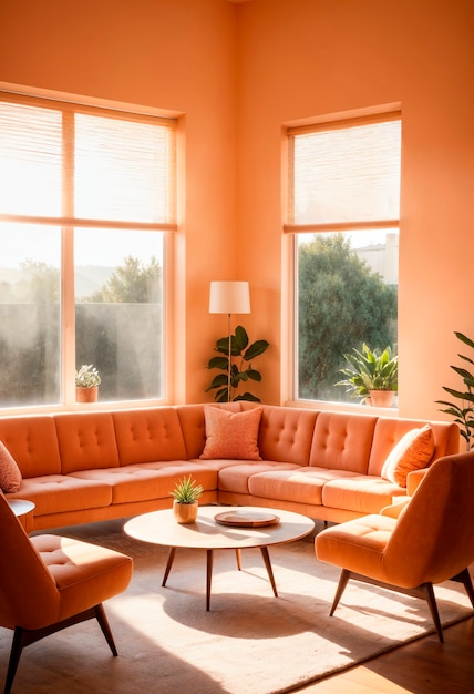 Free photo realistic interior design with furniture