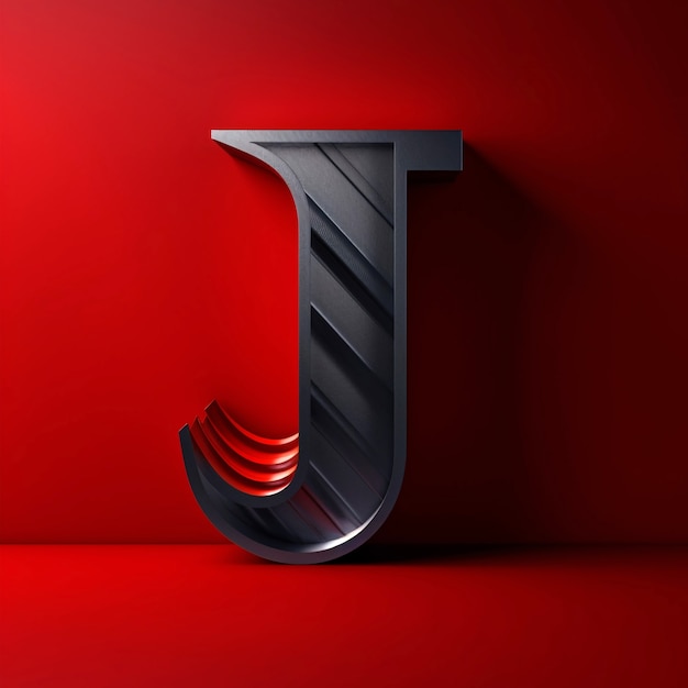Бесплатное фото Реалистичная буква j с металлической поверхностью