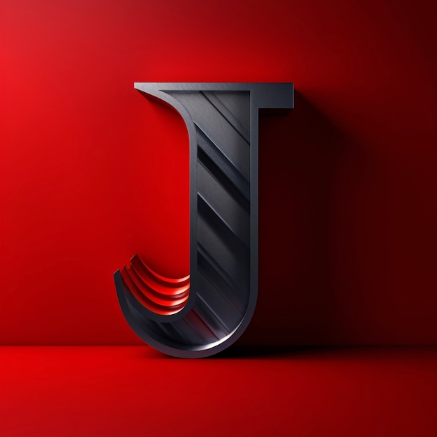 Realistic j letter with metallic surface