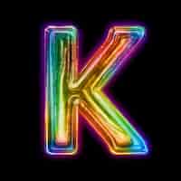 Free photo realistic k letter with colorful lights