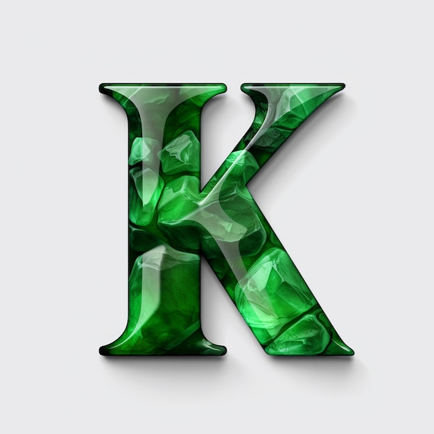 Free photo realistic k letter with shiny surface