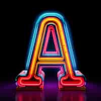 Free photo realistic a letter with neon lights