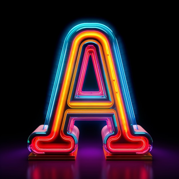 Realistic a letter with neon lights