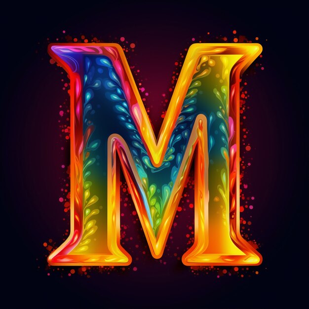 Realistic m letter with bright lights