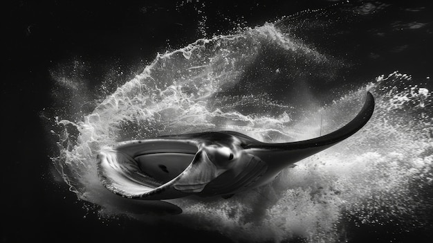 Free photo realistic manta ray in sea water