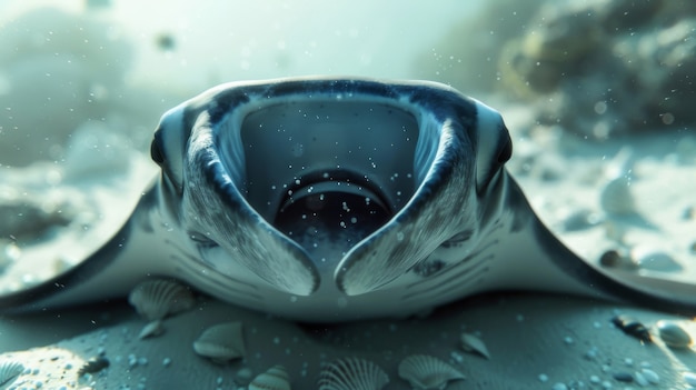 Free photo realistic manta ray in sea water