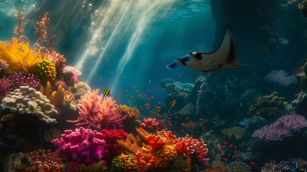 Foto gratuita la manta reale nell'acqua di mare