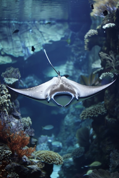 Free photo realistic manta ray underwater