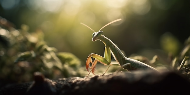 Foto gratuita mantide realistica in natura