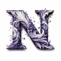 Free photo realistic n letter with leaves