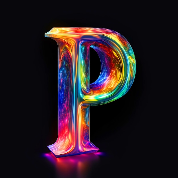 Free AI Image  Realistic p letter with glowing lights