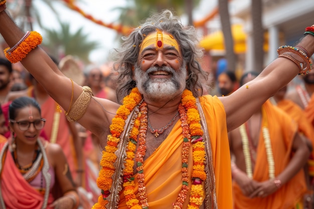 Foto gratuita gente realistica che celebra il gudi padwa.