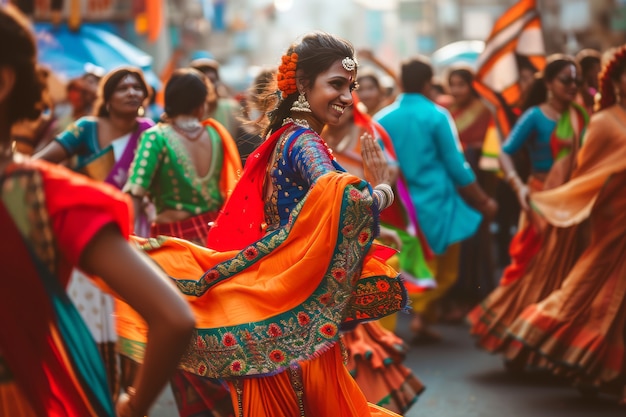 Foto gratuita gente realistica che celebra il gudi padwa.