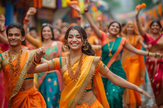 Free photo realistic people celebrating gudi padwa