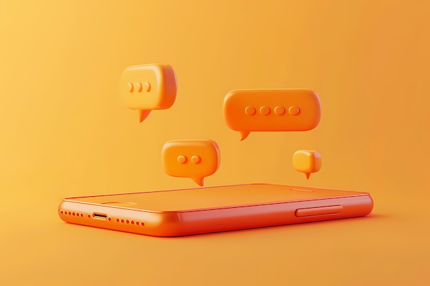 Realistic phone in studio social media concept