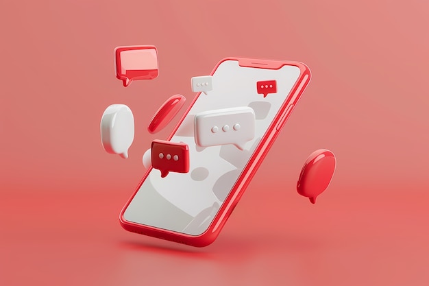 Realistic phone in studio social media concept