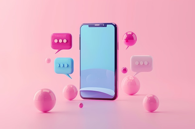 Realistic phone in studio social media concept