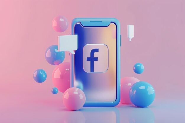 Realistic phone in studio social media concept