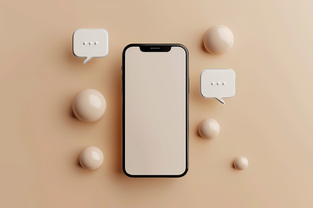 Realistic phone in studio social media concept