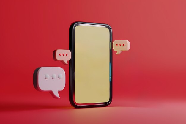 Realistic phone in studio social media concept