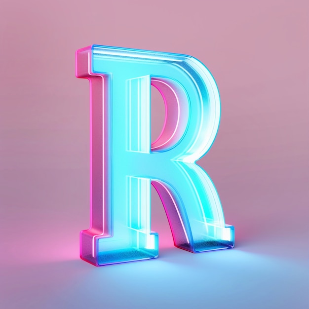 Realistic r letter with bright lights