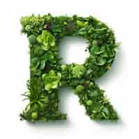 Free photo realistic r letter with plants