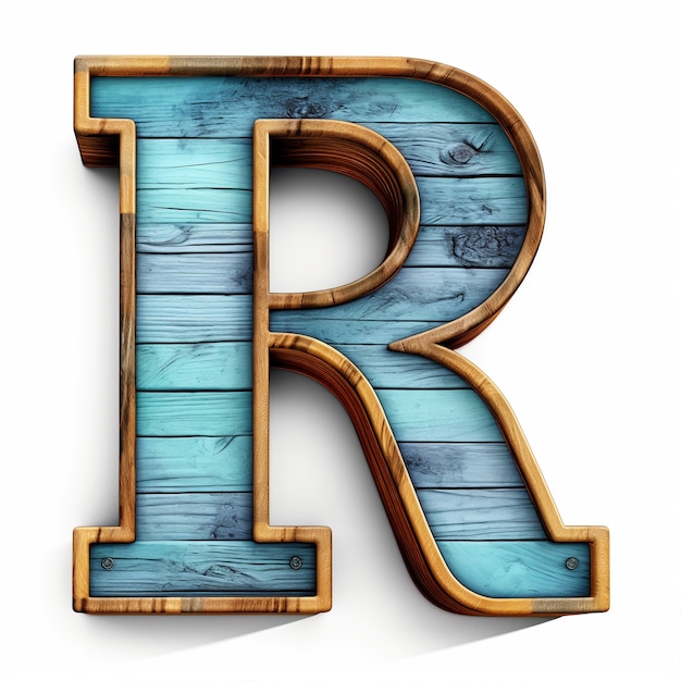 Free photo realistic r letter with wooden texture