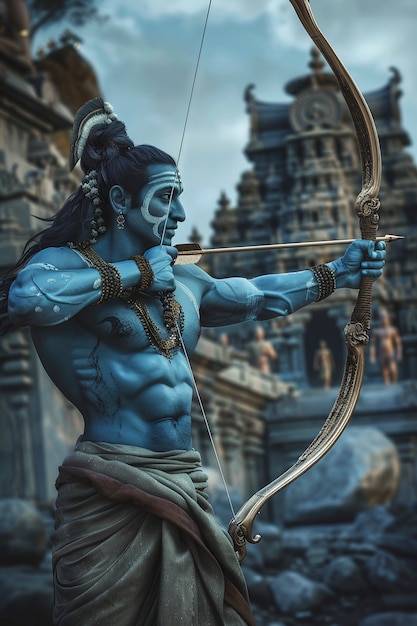 Foto gratuita ritratto realistico di ram navami per la celebrazione di rama navami