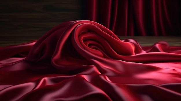 Free photo realistic satin silk in red color ai generated image