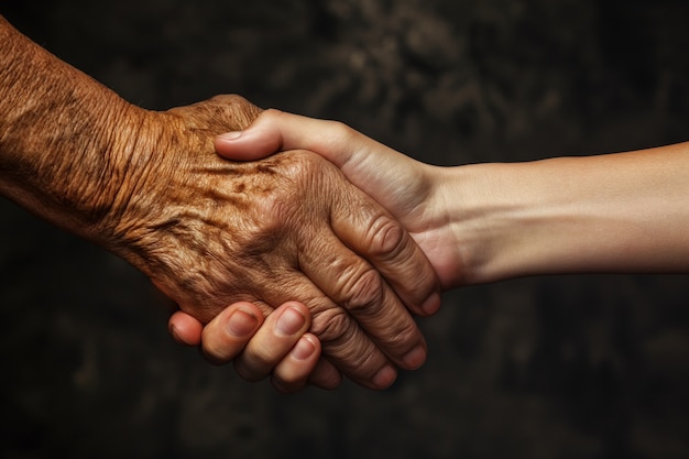 Free photo realistic scene with health worker taking care of elderly patient