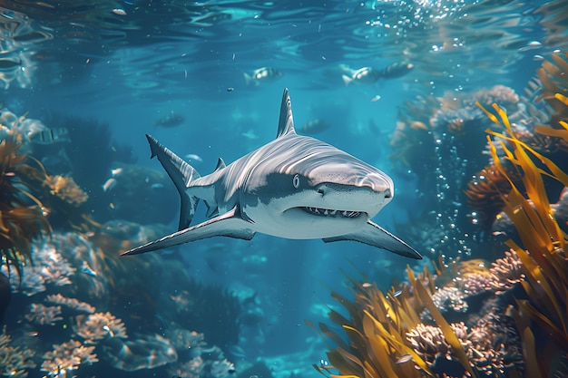 Realistic shark in ocean