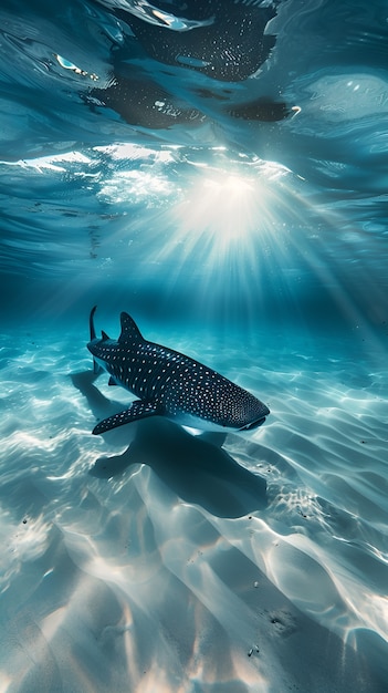 Realistic shark in ocean