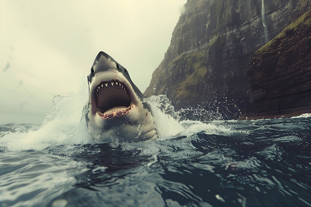 Free photo realistic shark in ocean