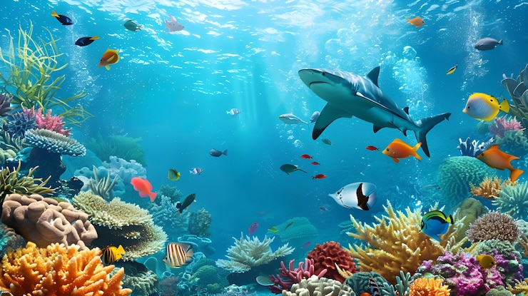 Free Photo realistic shark in ocean