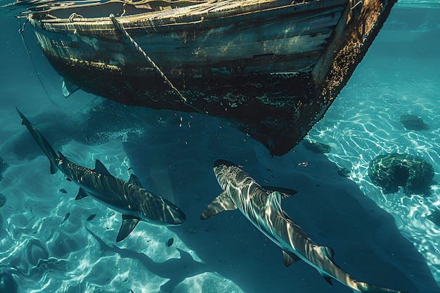 Foto gratuita lo squalo realistico nell'oceano