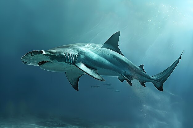 Realistic shark in ocean