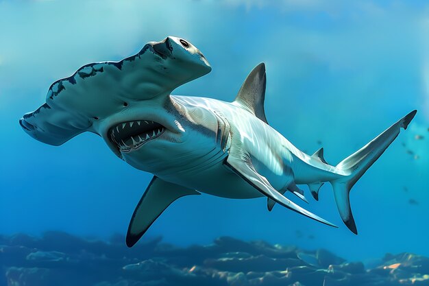 Realistic shark in ocean