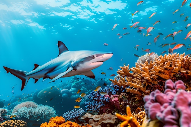 Realistic shark in ocean