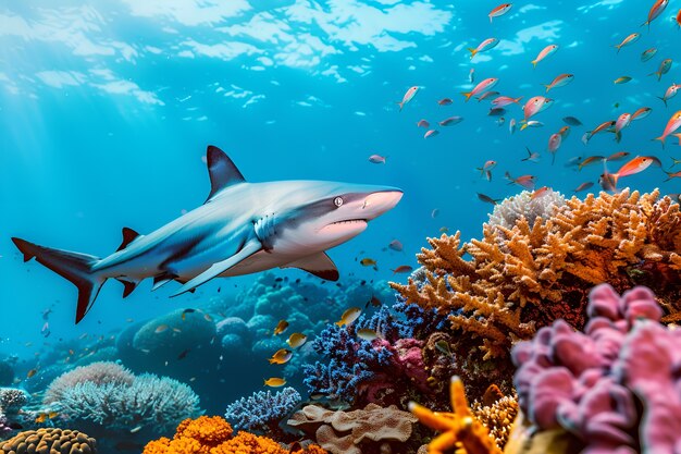 Realistic shark in ocean