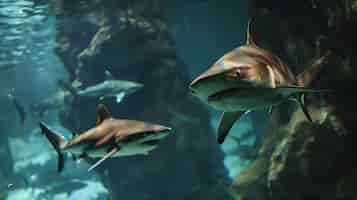 Free photo realistic shark in ocean