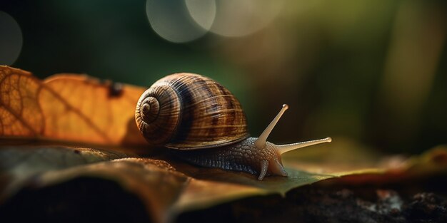 Realistic snail in nature