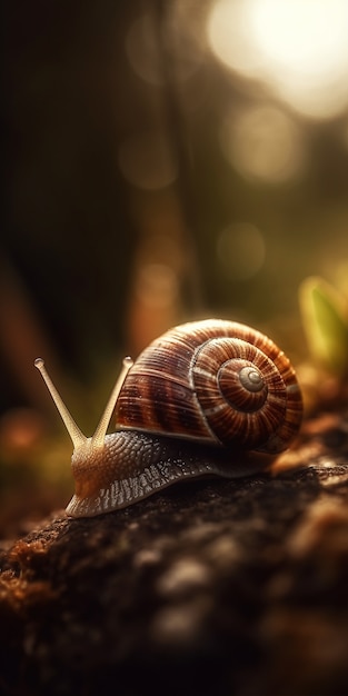 Realistic snail in nature